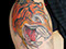 neo traditional tiger thigh tattoo color ink tattooed women colour thigh