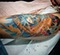 Koi sea horse color tattoo ink colour tattooed women cherry blossoms water