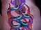 neo traditional snake design belly tattoo fire purple tattooed woman